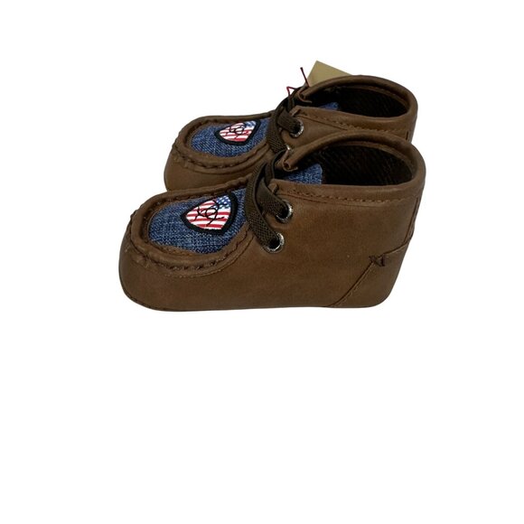 Ariat Lil Stompers Infant Baby Booties Size 2 Soft Sole Brown & Blue - Picture 6 of 7